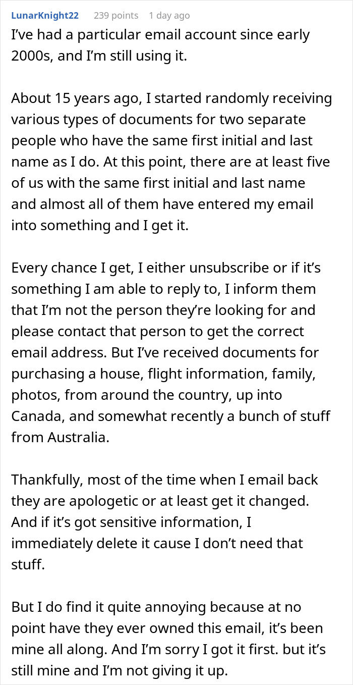 Woman Gets Petty Revenge On Stranger Who’s Been Using Her Email Address For Years Woman Gets Petty Revenge On Stranger Who’s Been Using Her Email Address For Years