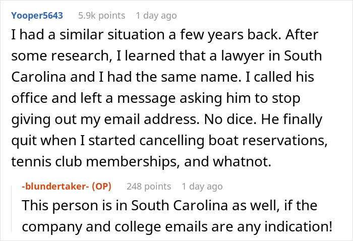 Woman Gets Petty Revenge On Stranger Who’s Been Using Her Email Address For Years Woman Gets Petty Revenge On Stranger Who’s Been Using Her Email Address For Years