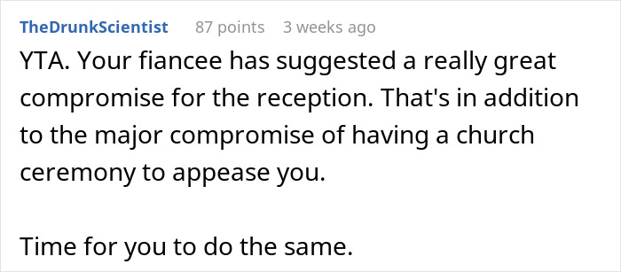 Guy Runs His Wedding ‘Compromise’ Past People Online, Gets Called Out Guy Runs His Wedding ‘Compromise’ Past People Online, Gets Called Out