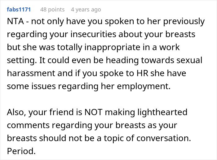 Coworker Keeps Mocking Woman Over Her Large Chest, It Finally Backfires On Her