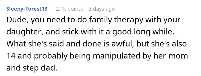 Man Is Extremely Hurt By Daughter Saying She Likes Mom's New BF Better, Removes Her From His Life