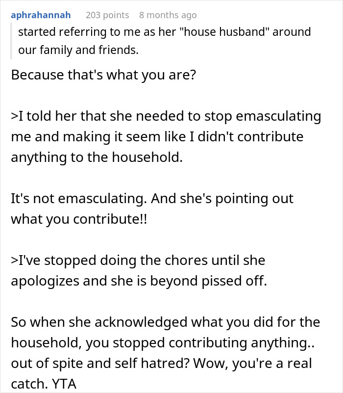 &ldquo;House Husband&rdquo; Feels Emasculated, Demands Wife Apologize Or He Won&rsquo;t Do Any Housework