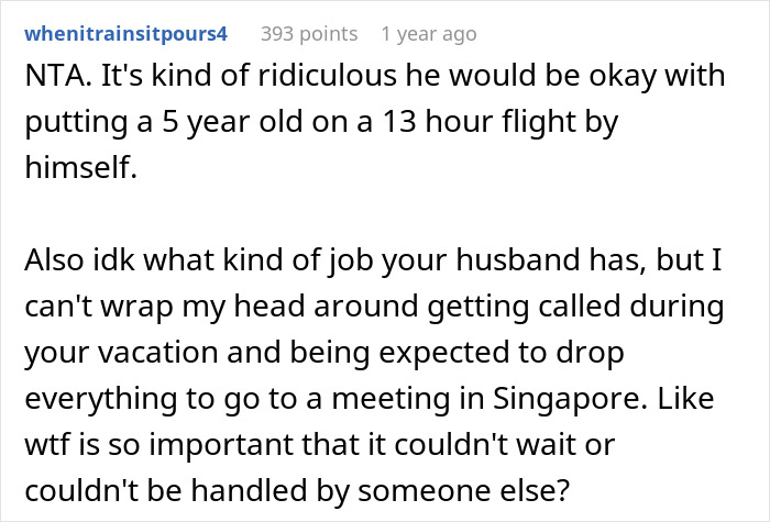 Dad Thinks 13+ Hour Flight Is Okay For 5YO To Manage Alone, Shocked Wife Insists He Accompany Kid