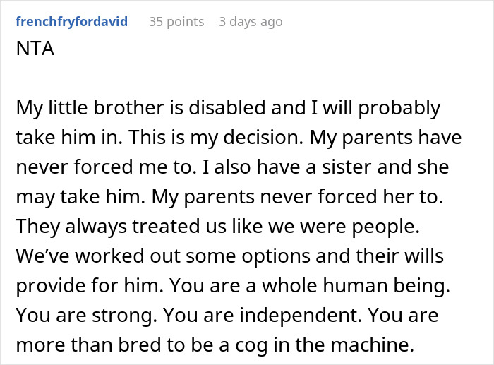 Son Infuriates Parents By Telling Them He Won't Be A Carer For His Two Disabled Siblings