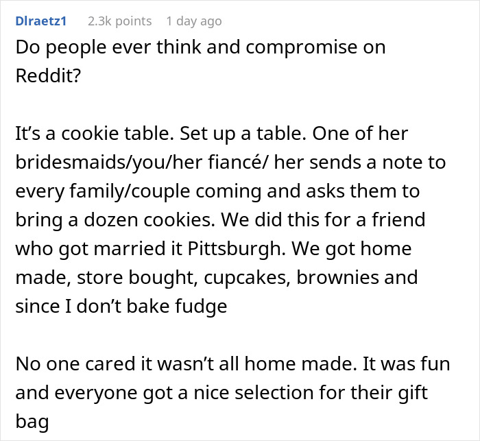 Woman Makes DIL Cry By Refusing To Bake Over 1,000 Cookies For Her Wedding Woman Makes DIL Cry By Refusing To Bake Over 1,000 Cookies For Her Wedding
