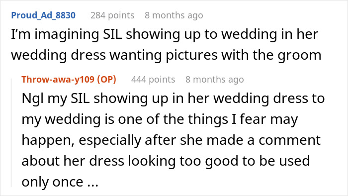 Bride Refuses To Wear BIL&rsquo;s Wife&rsquo;s Dress, Fears For Her Safety When He Becomes Unhinged