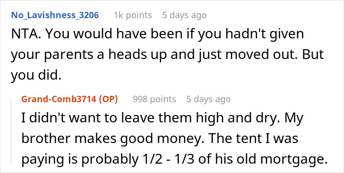 Woman Makes Parents Upset By Moving Out As They Expected Her To Pay Rent For Her Brother Too Woman Makes Parents Upset By Moving Out As They Expected Her To Pay Rent For Her Brother Too