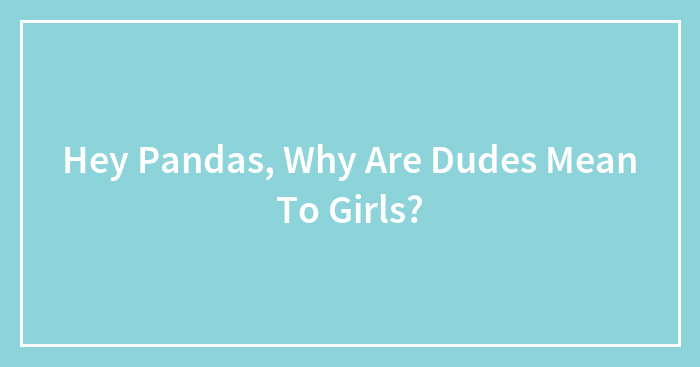 Hey Pandas, Why Are Dudes Mean To Girls?