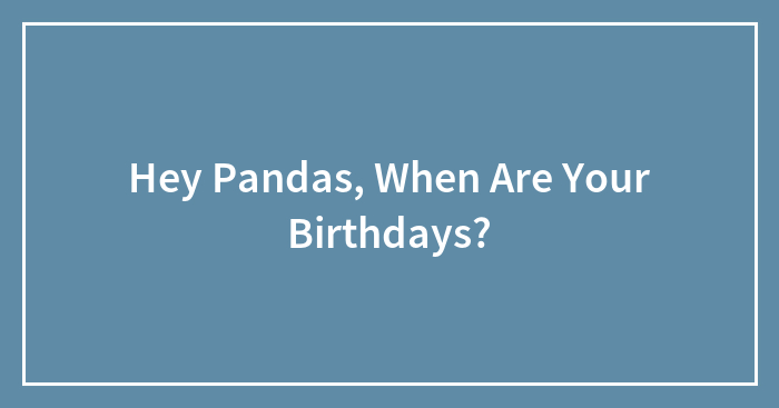 Hey Pandas, When Are Your Birthdays?