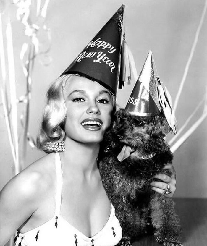 Mamie Van Doren And Dog, 1955