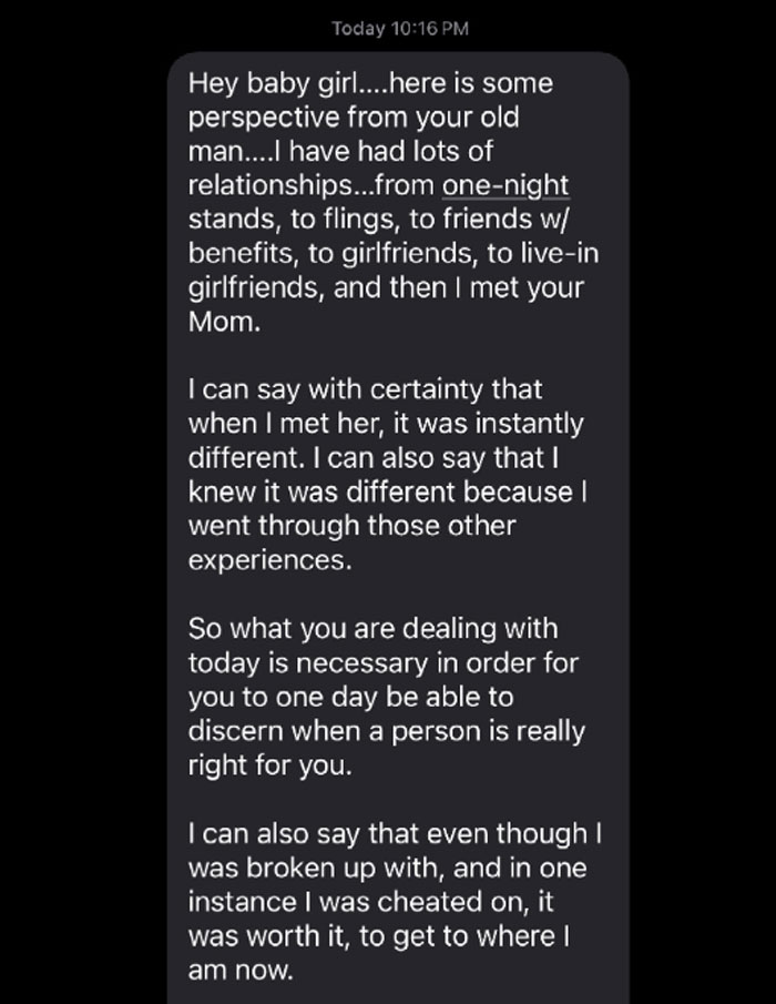 "Some Perspective From Your Old Man": Dad Gets Praised For His Text To Daughter After A Breakup