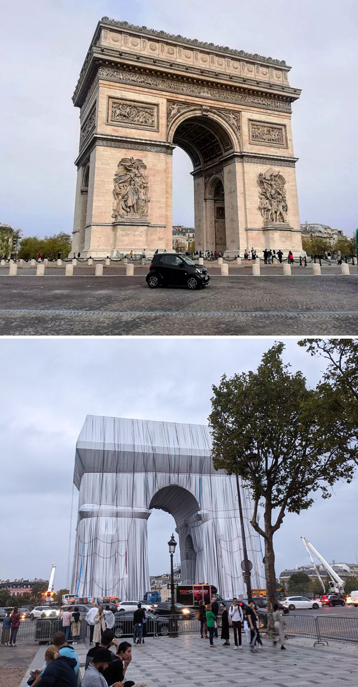 I Was Finally Able To Travel To Paris, And The Arch De Triumph Looks Like This. It's An "Art" Project