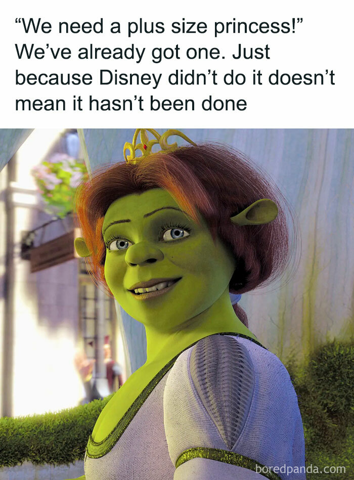 Disney meme featuring a character parodying a plus-size princess, highlighting humor in pop culture representation.