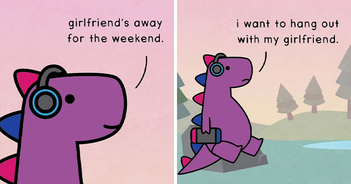 40 New “Dinosaur Couch” Comics Exploring Complex Emotions And Mental Health
