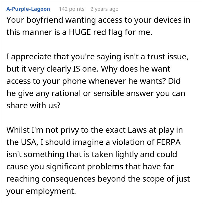 Woman Refuses To Risk Her Job So BF Can Check Her Phone At All Times As A &lsquo;Trust Gesture&rsquo;