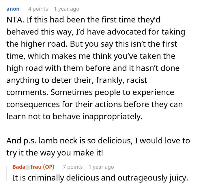 &ldquo;They&rsquo;re Not Savages&rdquo;: In-Laws Refuse To Eat Woman&rsquo;s Cooking, Regret It