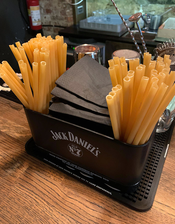 A Local Bar Started Using Pasta As Straws Instead Of Plastic Ones