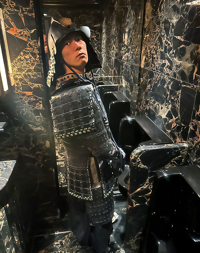 This Japanese Restaurant Has A Waxwork Samurai In The Urinals