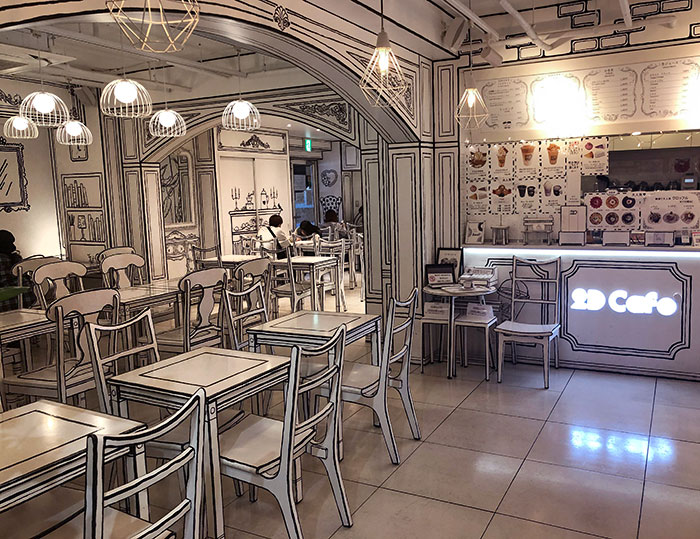 Unique bar and restaurant interior with 2D design concept, showcasing brilliant ideas in creative dining spaces.