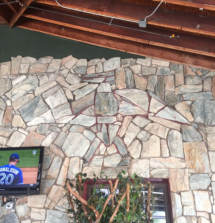 This Bar Put A Subtle Pterodactyl In Their Stone Wall Decoration