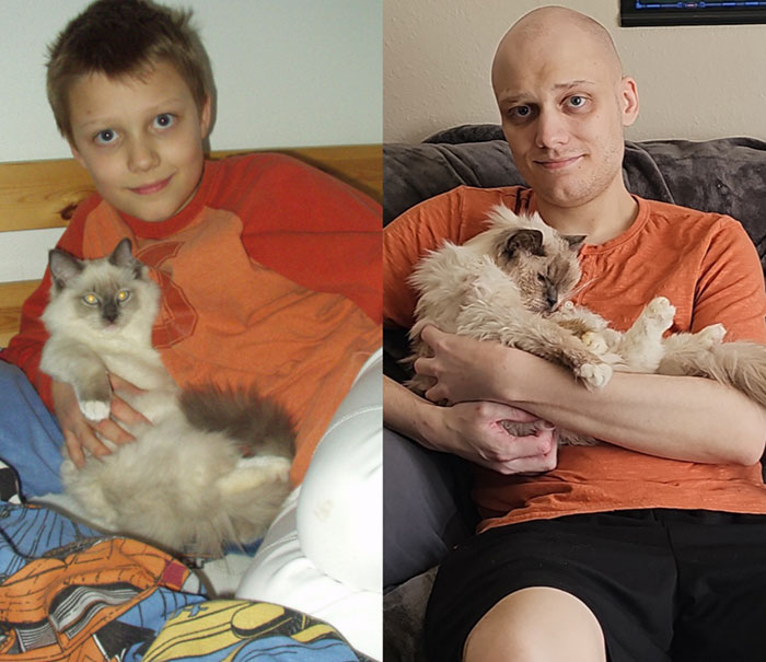 &ldquo;I&rsquo;m Gonna Go Cry&rdquo;: Man&rsquo;s Photo Recreation With Late Childhood Cat Has The Internet Tearing Up