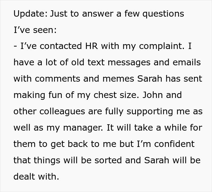 Coworker Keeps Mocking Woman Over Her Large Chest, It Finally Backfires On Her