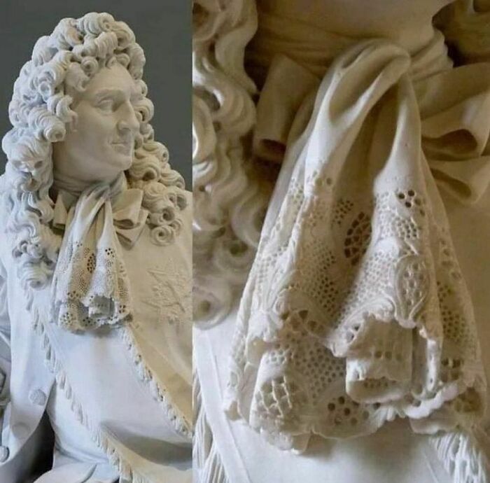 Pictured Above Is The Marble Lace Neckerchief Carved By French Sculptor Louis-Philippe Mouchy (1734 - 1801), Who Masterfully Created The Marble Statue In 1781