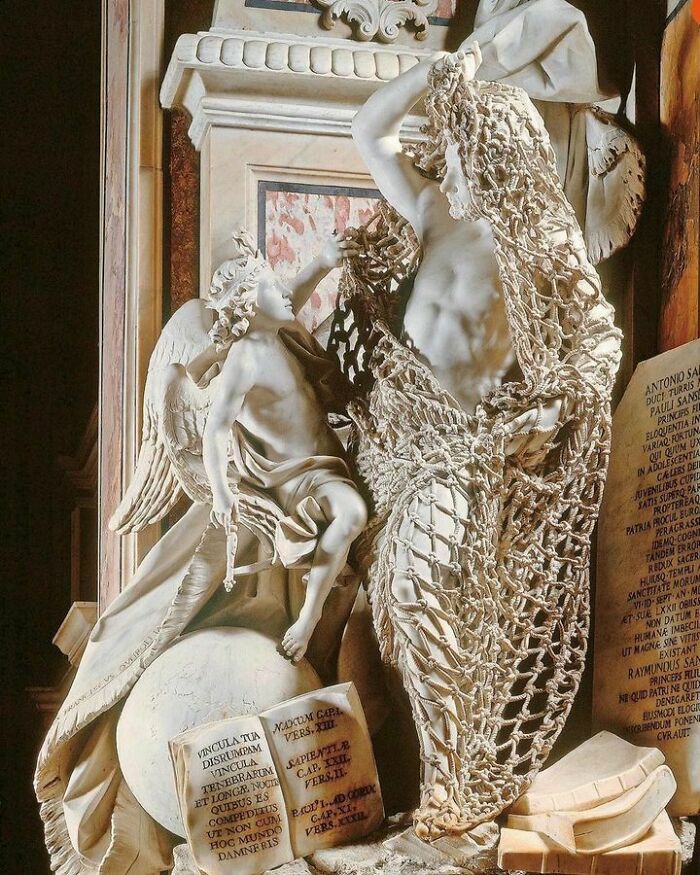 It Is Not A Real Rope Net, But That It's Meticulously Carved In Marble. "Disinganno", Francesco Queirolo, 1753-1754, Sansevero Chapel (Naples, Italy)