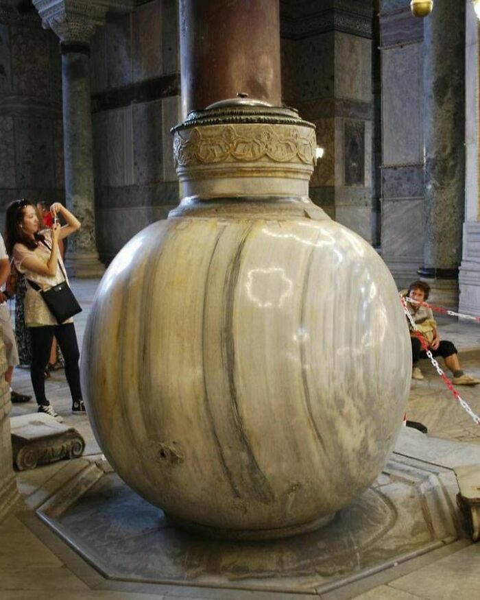 One Of Two Huge Marble Lustration (Ritual Purification) Urns That Were Brought To The Hagia Sophia From Pergamon During The Reign Of The Ottoman Sultan Murad III