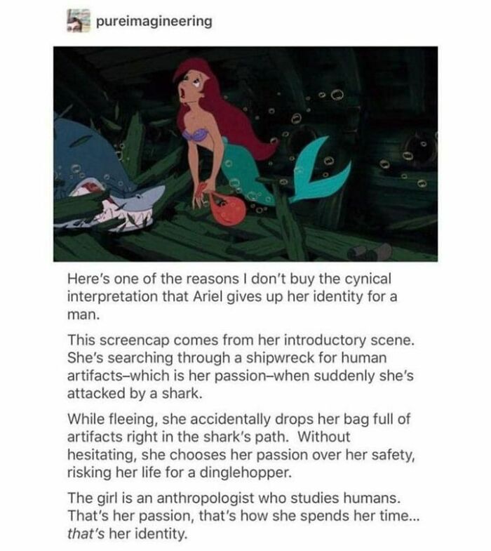 Ariel meme highlighting her passion for human artifacts, appealing to Disney adults and meme lovers.
