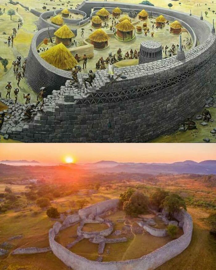 Great Zimbabwe Was A Medieval African City Known For Its Large Circular Wall And Tower. It Was Part Of A Wealthy African Trading Empire That Controlled Much Of The East African Coast From 11th-15th Centuries Ce. Great Zimbabwe Is The Name Of The Stone Ruins Of An Ancient City Near Modern Day Masvingo, Zimbabwe. People Lived In Great Zimbabwe Beginning Around 1100 Ce, But Abandoned It In 15th Century Ce. The City Was The Capital Of The Kingdom Of Zimbabwe, Which Was A Shona (Bantu) Trading Empire. Zimbabwe Means “Stone Houses” In Shona