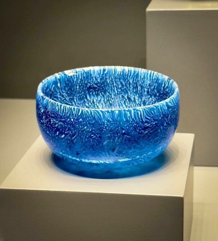 An Ancient Glass Bowl With Blue And White Canes. Greek Or Roman, 100–1 Bce, Now Housed At The J. Paul Getty Museum In Los Angeles
