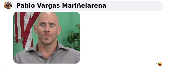 Man with surprised expression in a green room, movie stars reference in description.