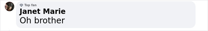 A comment saying "Oh brother" by a user named Janet Marie, related to movie stars making love on set.