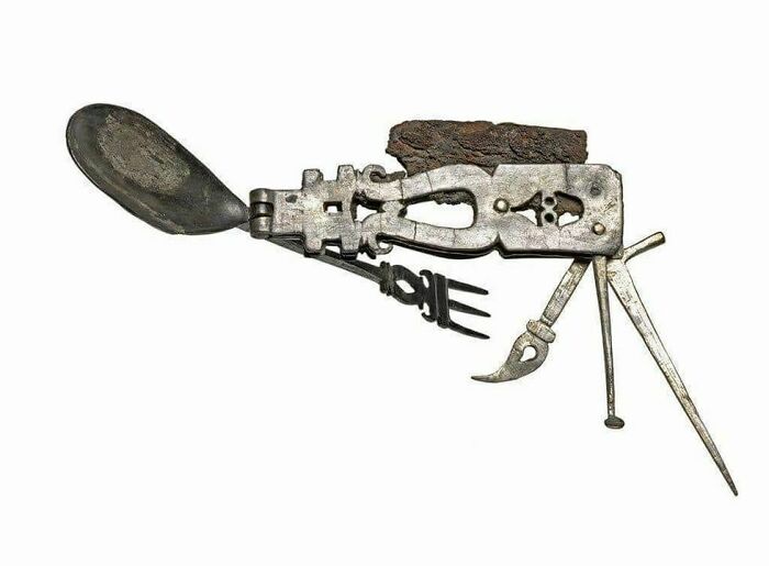 Roman Army Knife (201-300 Ad); Has A Spoon, Knife, Fork, Spike, Spatula And Pick Allowing The User To Even Clean Between Their Teeth After Eating. It Was Part Of The Equipment Of Roman Legions