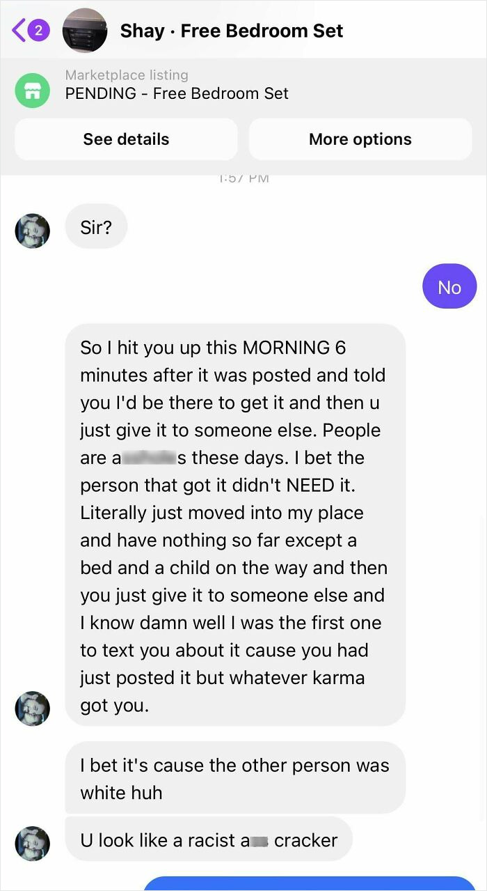 I’m A Racist Because I’m White And Gave Away Furniture To Someone Else