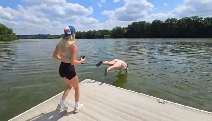 "The Lady Wanted To Swim": Kick Streamer Under Fire After Paying Non-Swimmer To Jump Into Lake