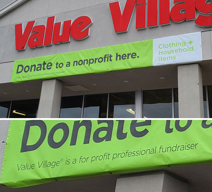 Cool Fine Print On This Donation Center