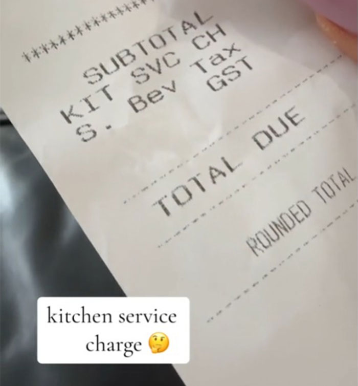 Woman Asks Important Questions After Finding A "Kitchen Service Tax" On Her Bill Woman Asks Important Questions After Finding A "Kitchen Service Tax" On Her Bill
