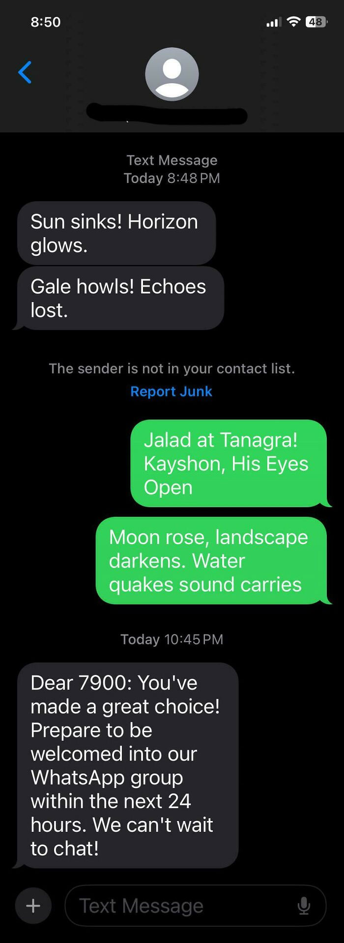 Got This Weird Text From A Unknown Number