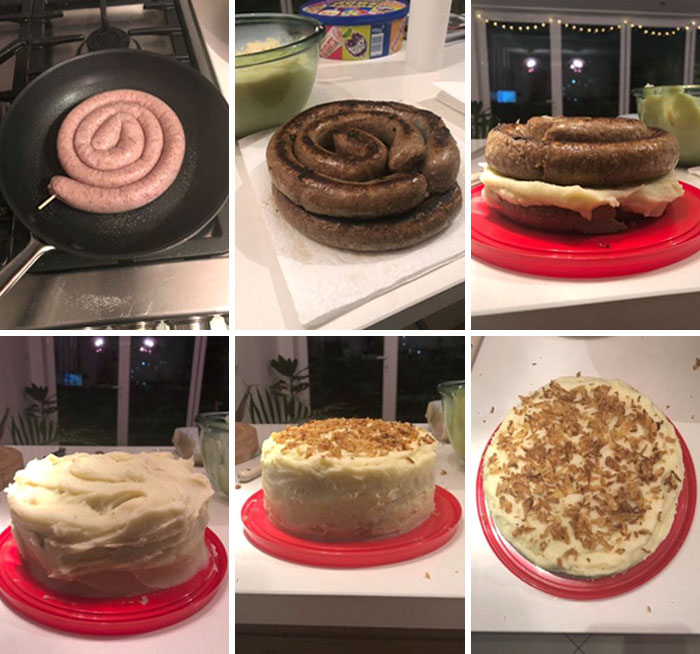 My Sausage And Mashed Potato Birthday Cake