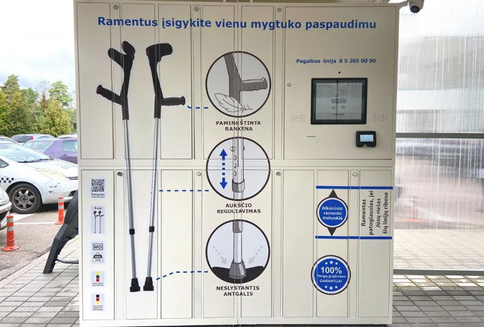You Can Buy Crutches From This Vending Machine Next To A Local Hospital In Vilnius, Lithuania