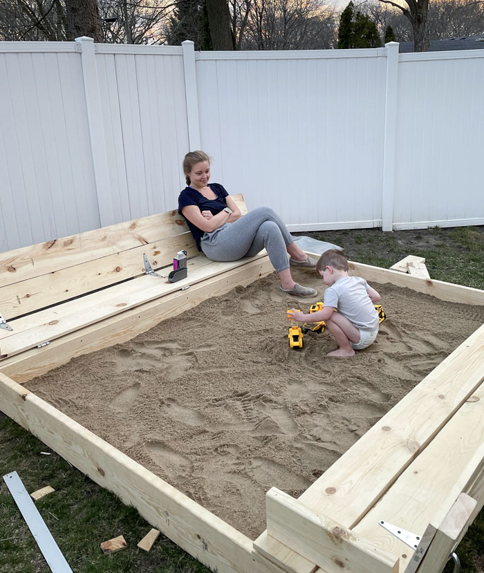 I Completed My Weekend Project. Sandbox With Folding Benches