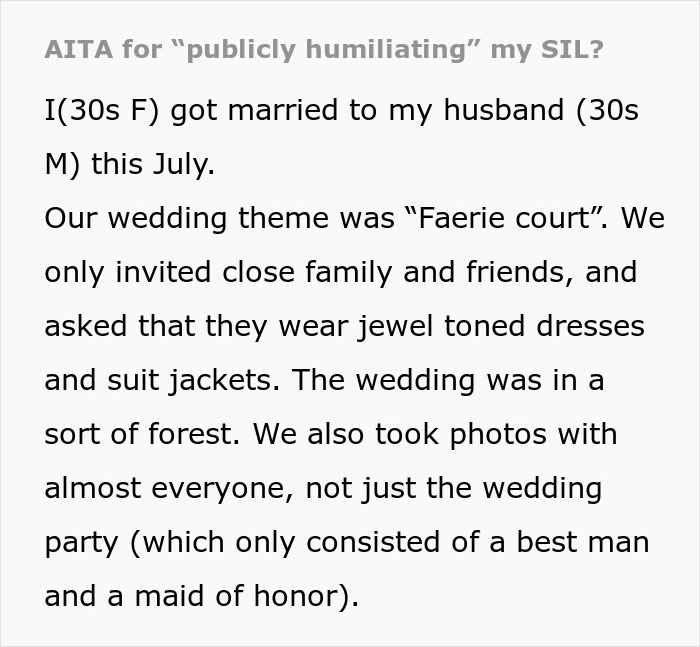 Woman Lashes Out At SIL Who Complained About How She Looked In Photos After Ignoring Wedding Theme