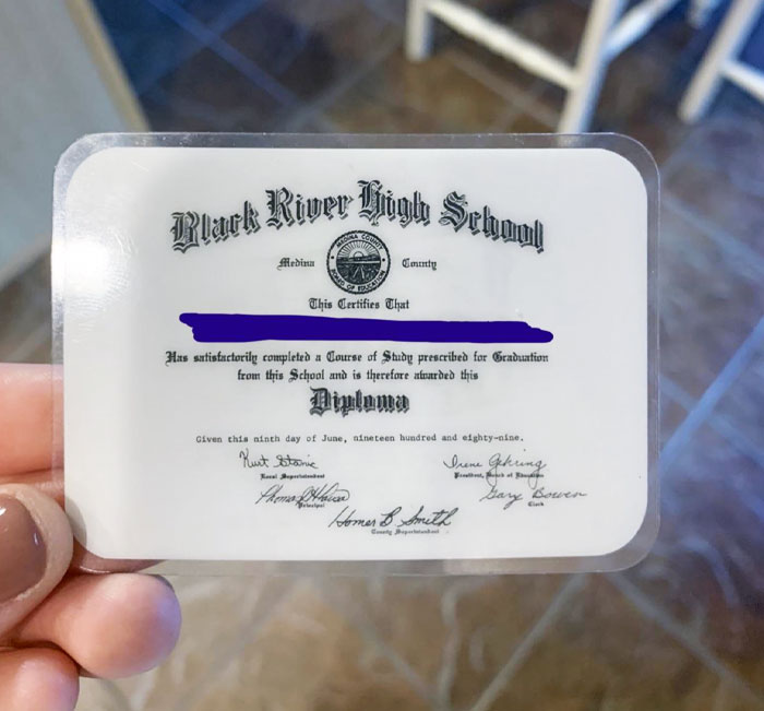 My Mom’s High School Gave Graduates Wallet-Sized Copies Of Their Diplomas