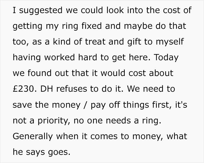 Marriage Drama Ensues After Woman Asks If She Can Get Her Engagement Ring Fixed Marriage Drama Ensues After Woman Asks If She Can Get Her Engagement Ring Fixed