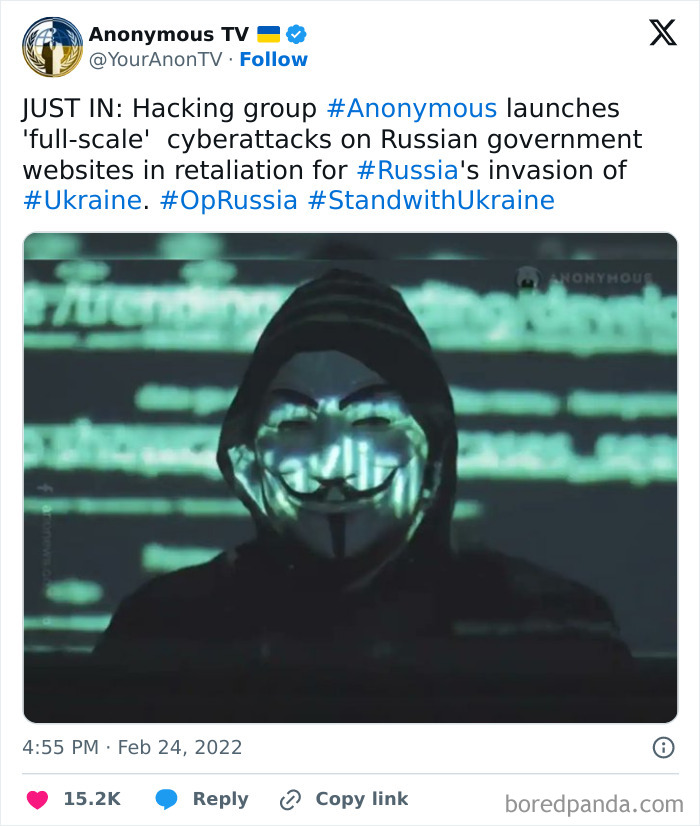 Anonymous Hackers Now Targeting Russian Websites In Retaliation For The Ukraine Invasion