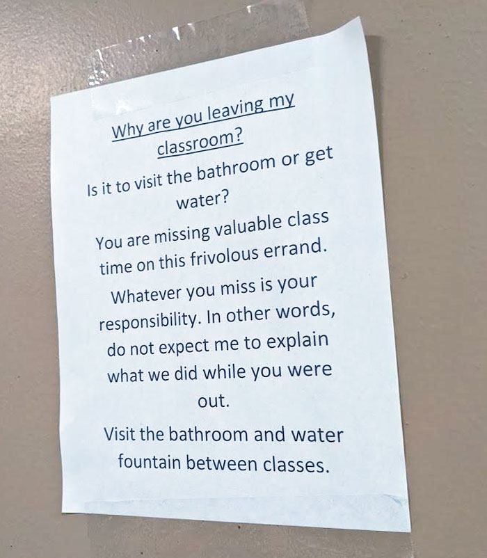 This Sign Is On A High School Classroom Door