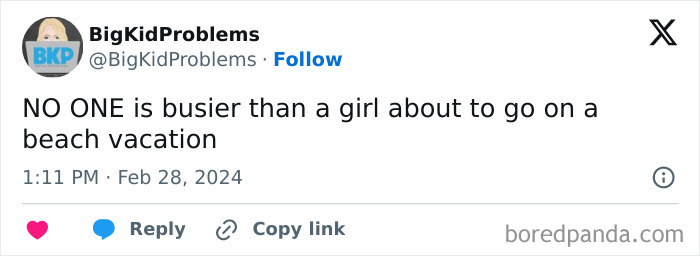 Relatable meme about how busy someone is before a beach vacation.