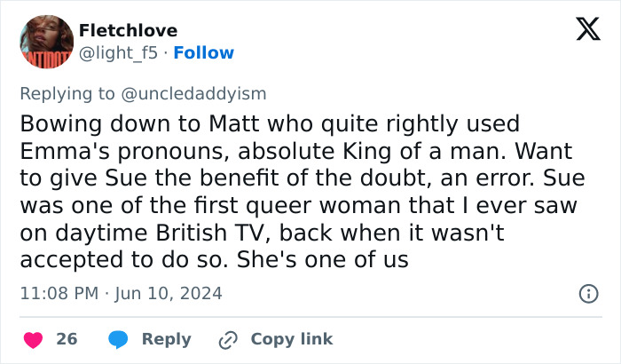 Sue Perkins Apologizes After Matt Smith Elegantly Corrects Her When She Misgenders His Co-Star